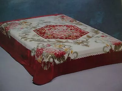 Korean Mink Blanket - Queen - Flower Design -  Premium Quality - One Ply • $58.95