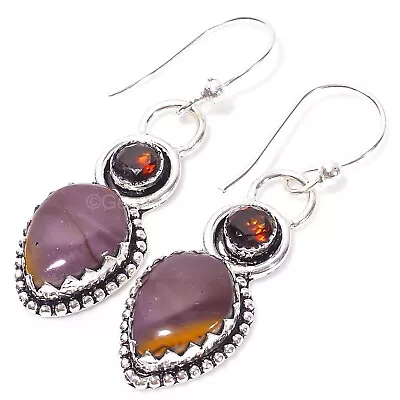 Gift For Her 925 Sterling Silver Natural Mookaite Gemstone Drop/Dangle Earrings • $14.57