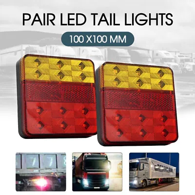 $19.99 • Buy Pair 12v Led Trailer Lights Light Square Tail Stop Indicator Truck Lamp Kit