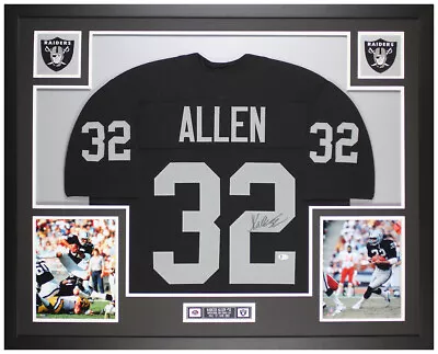 Marcus Allen Autographed & Framed Black Raiders Jersey Auto Beckett COA • $595