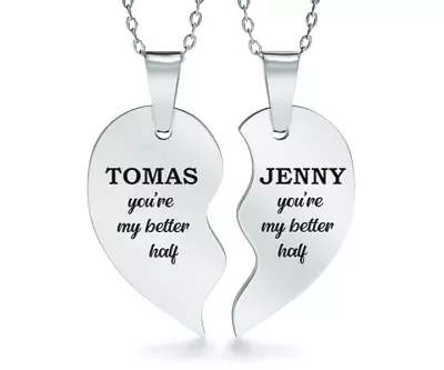 Your My Better Half Sharing Necklace Personalised/Engraved Love Split Heart • £24.99