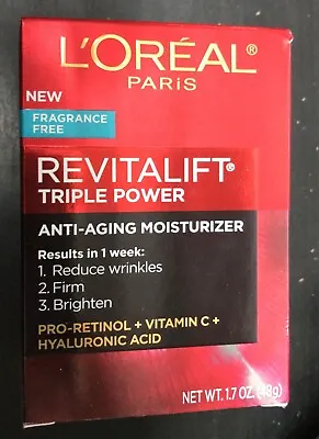 L'Oreal Revitalift Triple Power Anti Aging Moisturizer Fragrance Free 1.7oz (O4) • $20