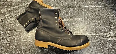 Vintage Carolina Indigo Black Leather Steel Toe Work Boots USA Made Mens 11 D • $84