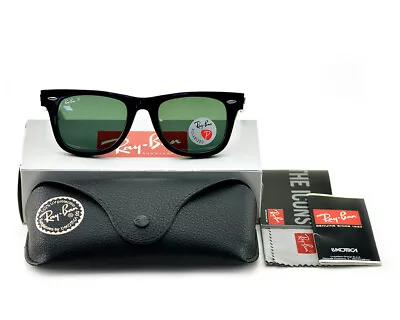 Ray-Ban Sunglasses RB2140 Original Wayfarer Black Frame Green Lenses 50mm Unisex • $66.99