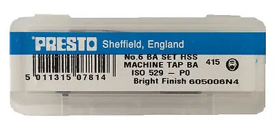 Presto 6BA Taps Dies HSS First Second Plug & Split Dies Direct From RDGTools • £14.25