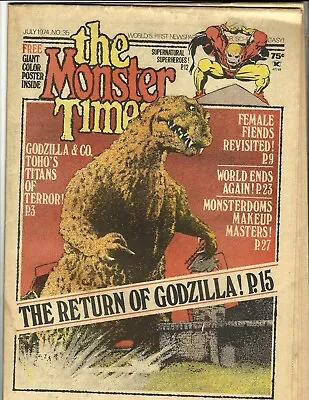 The MONSTER TIMES NO.35 JUL 1974 THE RETURN OF GODZILLA SUPERNATURAL SUPERHEROES • $19.49