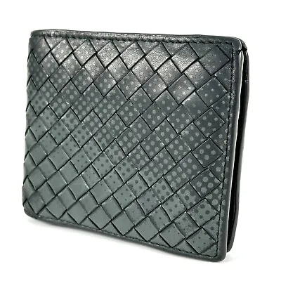 Authentic Bottega Veneta Intrecciato Woven Leather Mens Bifold Wallet Black • $109.99