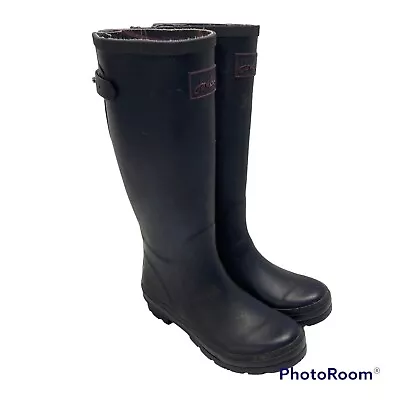 Joules Rubber Wellington Rain Boots Womens Field Welly Navy Blue Purple Size 7 • $11.99