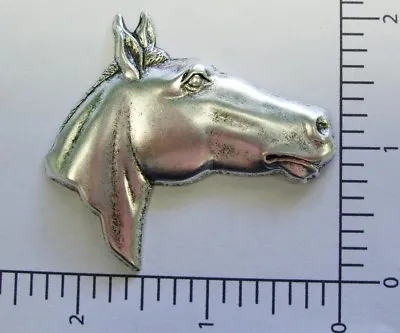 40114        Matte Silver Oxidized Large Horse Head Brass Jewelry Finding • £1.95