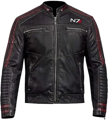 Mass Effect 3-n7 Commander Shephard Stylish Genuine Men's Real Leather Jacket Xl • $165