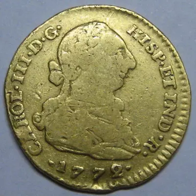 1772 Nuevo Reino 2 Escudos Charles Iii Colombia Gold Doubloon Spanish Colonial • $565