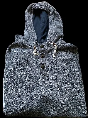 H&M LOGG Label Of Graded Goods Knit Sweater Mens XL Long Sleeve Hooded Navy • $40