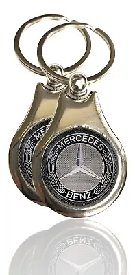 2 Pack Of Mercedes Benz Key Chain Key Ring Chrome Finish With 1” Glass Dome.￼￼ • $21.99