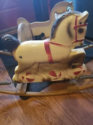 Vintage Delphos Bench Rocking Horse On Springs. Child Toy. **SALE PRICE *** • $39.99