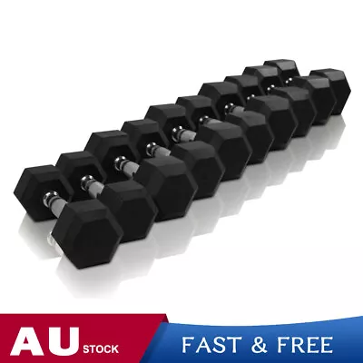 5-30KG Rubber Hexagonal Dumbbells Gym Exercise Strength Training Weight Lifting • $28.99