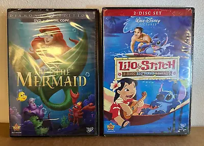 Disney The Little Mermaid (DVD/Digital) & Lilo And Stitch (DVD) Both New/Sealed • $14.98