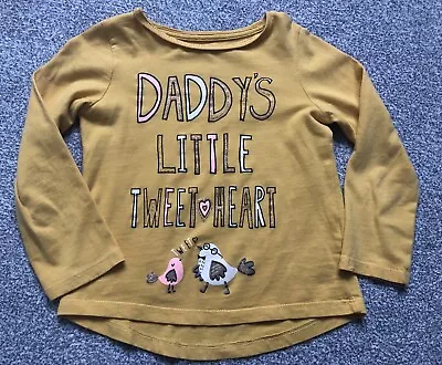 Girls Nutmeg Long Sleeve Top Daddy’s Little Tweetheart 4-5 Years Mustard • £5.99