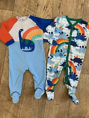 £3.20 • Buy Next Baby Boys Sleepsuits Babygrows - Bright Dinosaur Rainbow - 6-9 Months