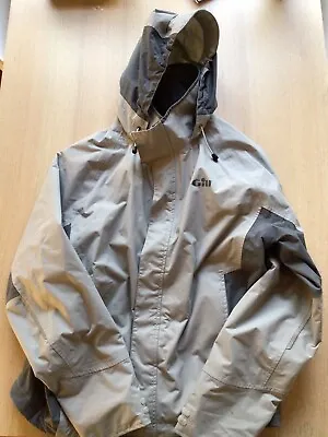 $35 • Buy Gill Mens M Inshore Lite Sailing Fishing Waterproof Hooded Jacket-Light Gray