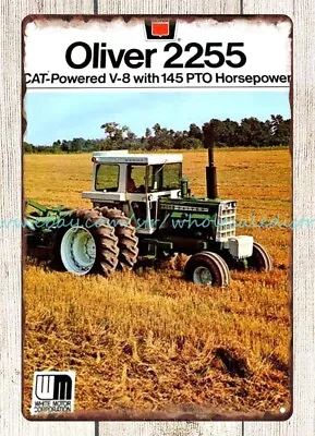 Cottage Shops 1973 Oliver 2255 Cat V8 Tractor Farming Ranch Decor Metal Tin Sign • $18.98