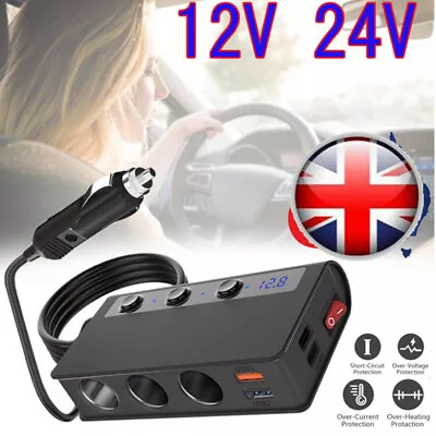 Quick Charge 3.0 Cigarette Lighter Adapter 180W 12V/24V 3-Socket Car Splitter UK • £17.89