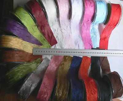 £6.40 • Buy Gorgeous SILKY CRUSH Ribbon 3 & 5 Met Lengths 37mmWide 19 Varieties UK ARD10