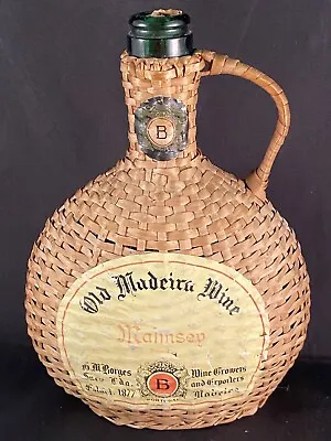 Old Mudeira Wine Maimsey Sweet Wicker Wrapped Empty Bottle Portugal • $89.95