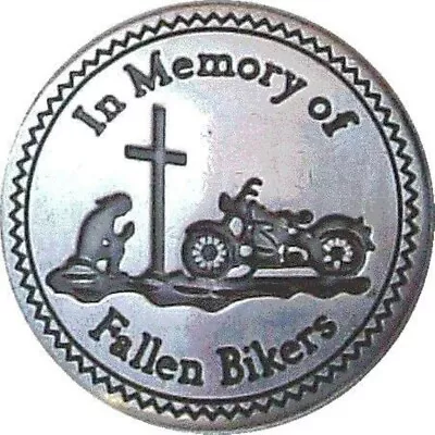 Biker Memorial Fallen Biker Metal Enamel Pin Badge In Memory Mourn Never Forget • £2.99