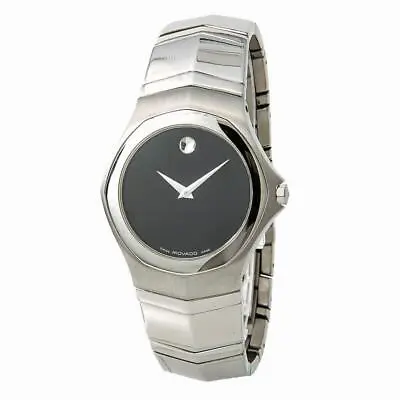 Movado Faceto 84G11895 Quartz Stainless Steel Black Dial Mens Watch 36mm • $595