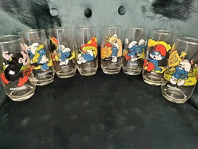 Vintage 1982 Smurfs Peyo Collectable Drinking Glasses Lot Of 8 • $50