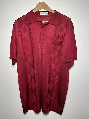 VTG 1960’s Good Time Maroon Diamond Polo Shirt Men’s  Size 56/3XL Polyester #179 • $49.99