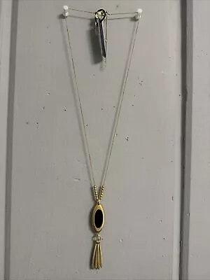 Madewell Pendent Necklace Gold Tone Black Stone  • $19.99