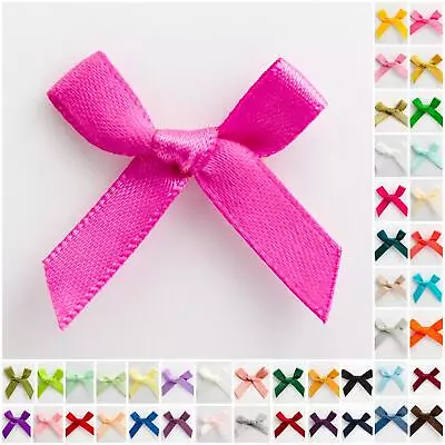 Mini Satin Ribbon Bows Small 3cm Wide Pre-Tied Crafts Wedding Cards Sewing Baby • $2.13