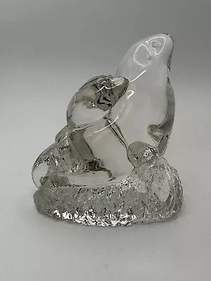 Vintage Mosser Glass Crystal Two Entwined Seals Walrus Figurine Paperweight • $69