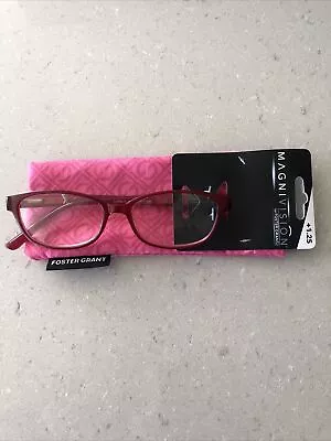 Foster Grant Magnivision 1.25 Evalina With Case Wine Rose • $12