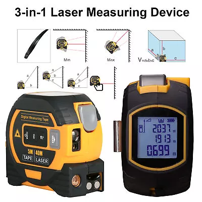 3-in-1 Laser Tape Measuring Device Measure Distance Area And Volume • $29.99