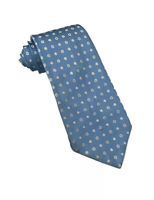 Bvlgari Mens Sevenfold 7-Fold Tie Blue/White Polka Dot Silk Italy 4  X 59.5  Guc • $63.89