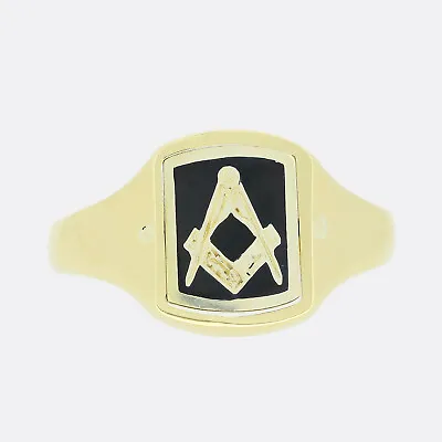 Gold Masonic Ring - Vintage Spinning Masonic Signet Ring 18ct Yellow Gold • £825