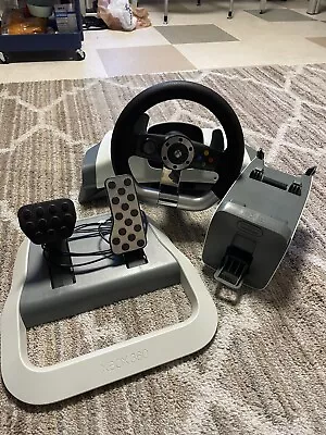 Microsoft Xbox 360 Wireless Racing Steering Wheel Table Mount & Pedals • $75