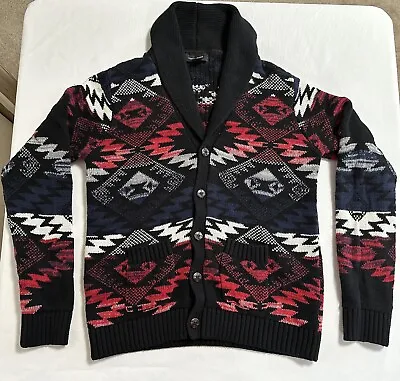 Adam Levine Mens Cardigan Sweater M Button Pockets Aztec Southwestern Geometric • $19