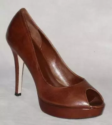 NEW Cole Haan MARIELA AIR Peep Toe PUMP Leather Women Woodbury Brown 9 MSRP$375 • $118.99