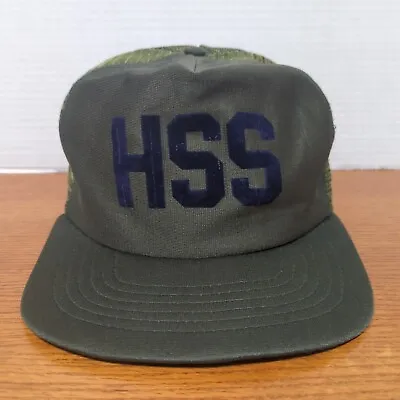 VINTAGE HSS Hat Cap New Era Dupont SnapBack Hunter Green Trucker Mesh Made USA • $15.18
