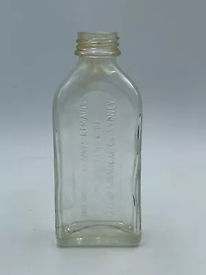 Vintage TAYLOR CHEMICAL Co SYDNEY Bottle Clear Glass Antique.   H • $22