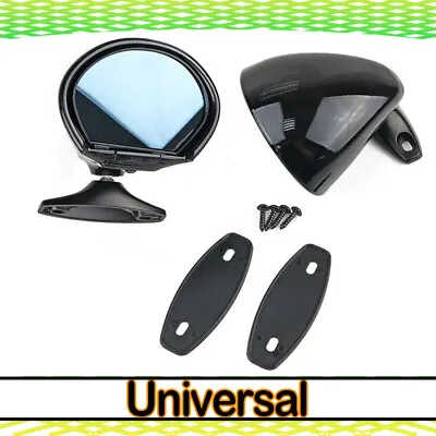 $73.88 • Buy Black Shell Look Vintage Car Door Side View Wing Mirror Universal Blue Glass