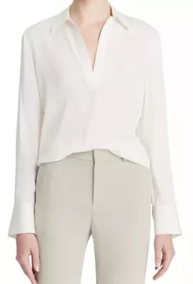 Vince V Neck Silk Shirt Off White Size XS • $79