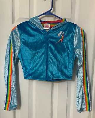 Girls My Little Pony Blue Rainbow Hoodie Jacket Velvet Kids RARE 8-10 • £20.07