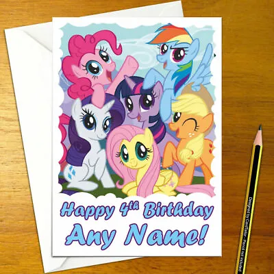 MY LITTLE PONY Personalised Birthday Card - A5 Rainbow Applejack Sparkle Pinkie • £3.79