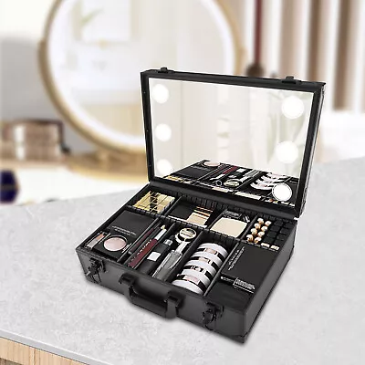 Makeup Train Case W/ LED Light & Mirror  Jewelry Storage Box Cosmetic Organizer • $49