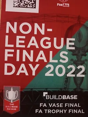£9.99 • Buy 2022 Fa Trophy/fa Vase - Non League Finals Day 21/5/2022 Programme Mint