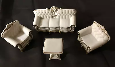 4 Pc. Set Of Vintage Gold-Trimmed Porcelain Doll House Furniture • $29